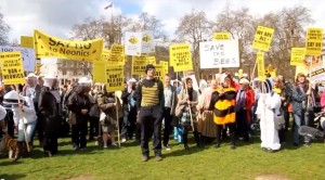 Beekeepers and others Protesting Outside The Houses of Parliament in London